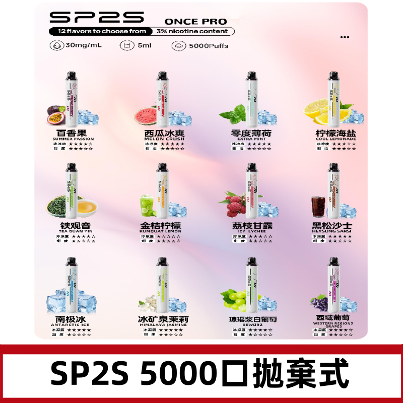 SP2S Once Pro 5000口一次性|抛棄式電子煙#台灣現貨#
